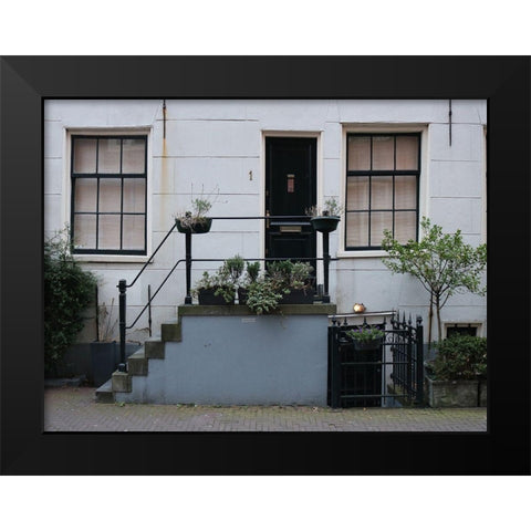 Door Plants Amsterdam Black Modern Wood Framed Art Print by Frances, Stephanie