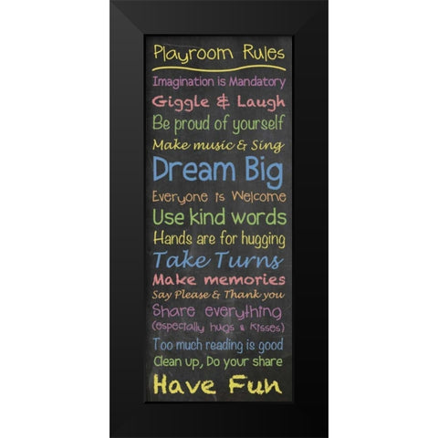 Playroom Rules Chalk Black Modern Wood Framed Art Print by Gibbons, Lauren