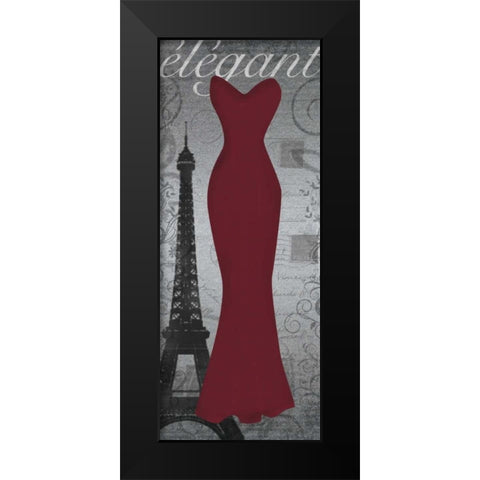 Red Dress Eiffle Black Modern Wood Framed Art Print by Gibbons, Lauren