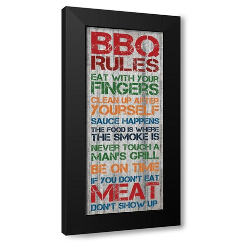 BBQ Rules 3 Black Modern Wood Framed Art Print by Gibbons, Lauren