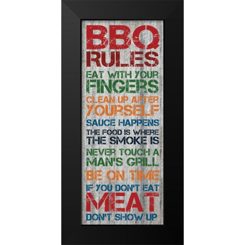 BBQ Rules 3 Black Modern Wood Framed Art Print by Gibbons, Lauren