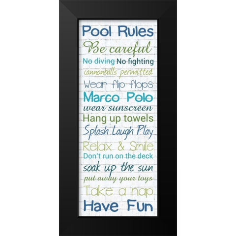 Pool Rules White Wash 3 Black Modern Wood Framed Art Print by Gibbons, Lauren