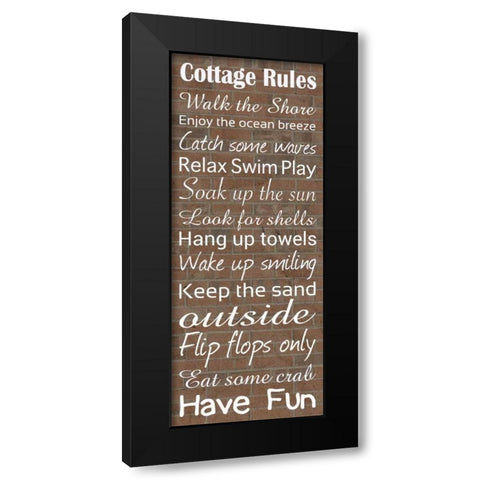 Cottage Rules Brick Black Modern Wood Framed Art Print with Double Matting by Gibbons, Lauren