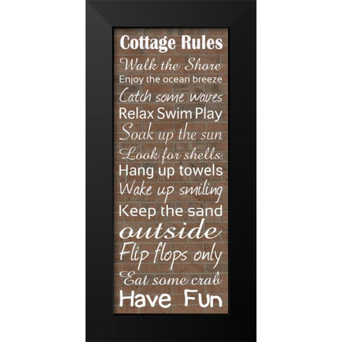Cottage Rules Brick Black Modern Wood Framed Art Print by Gibbons, Lauren