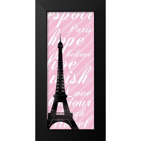 Pink Eiffel 2 Black Modern Wood Framed Art Print by Gibbons, Lauren