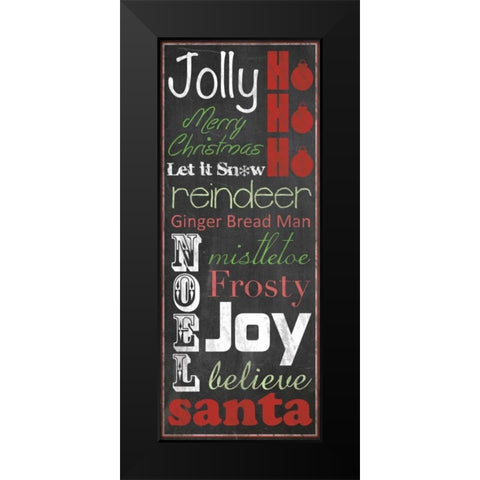 Jolly Merry Christmas Black Modern Wood Framed Art Print by Gibbons, Lauren