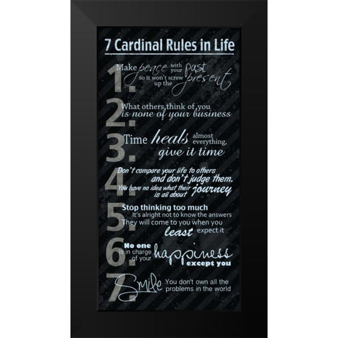 7 Rules Blue Black Modern Wood Framed Art Print by Gibbons, Lauren