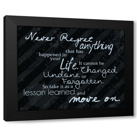Never Regret Blue Black Modern Wood Framed Art Print with Double Matting by Gibbons, Lauren