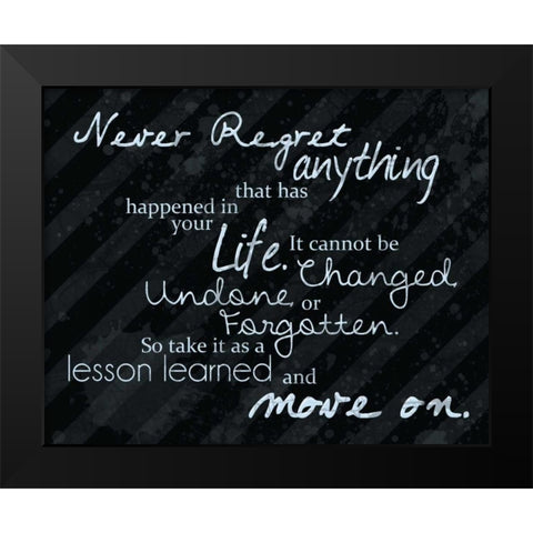 Never Regret Blue Black Modern Wood Framed Art Print by Gibbons, Lauren