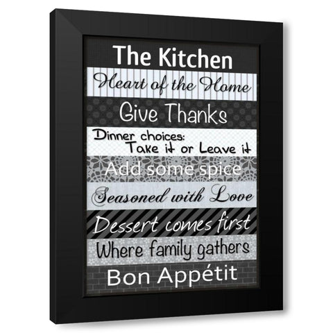 Kitchen Patterns BW Black Modern Wood Framed Art Print with Double Matting by Gibbons, Lauren