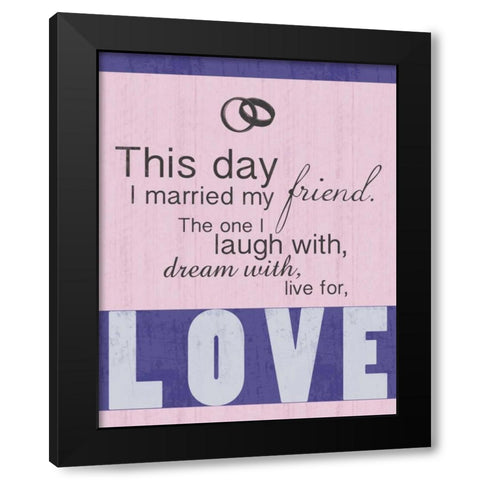 Wedding Pink Black Modern Wood Framed Art Print by Gibbons, Lauren
