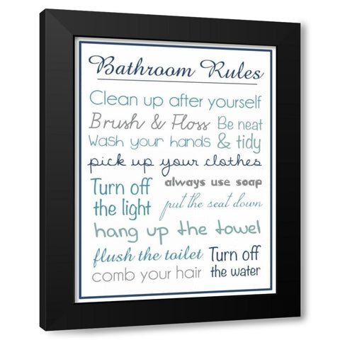 Bath Rules b 2 Black Modern Wood Framed Art Print by Gibbons, Lauren
