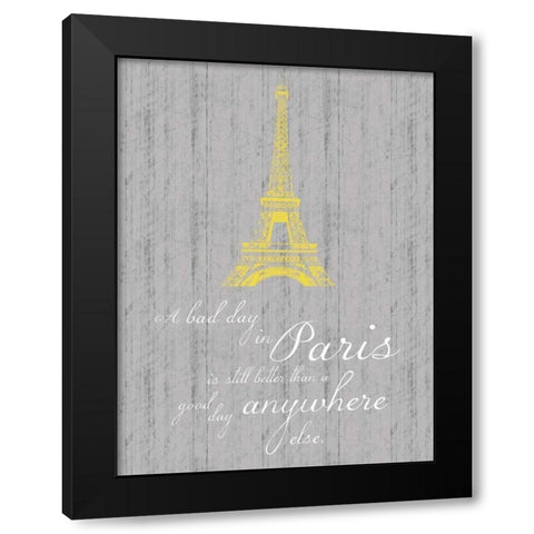Paris Quote Gray Black Modern Wood Framed Art Print by Gibbons, Lauren