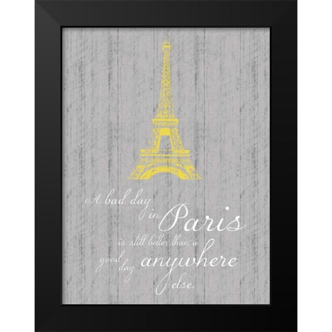 Paris Quote Gray Black Modern Wood Framed Art Print by Gibbons, Lauren