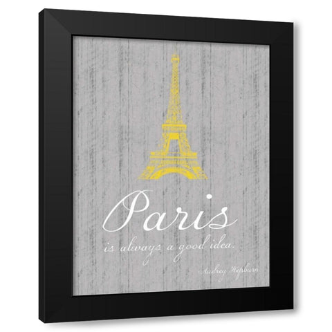 Paris Quote Gray 2 Black Modern Wood Framed Art Print by Gibbons, Lauren