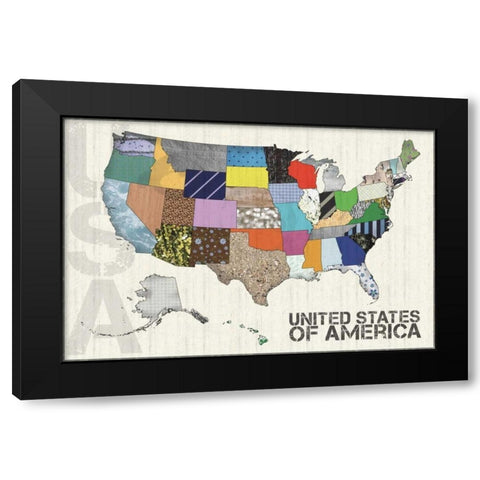 US Map Black Modern Wood Framed Art Print with Double Matting by Gibbons, Lauren