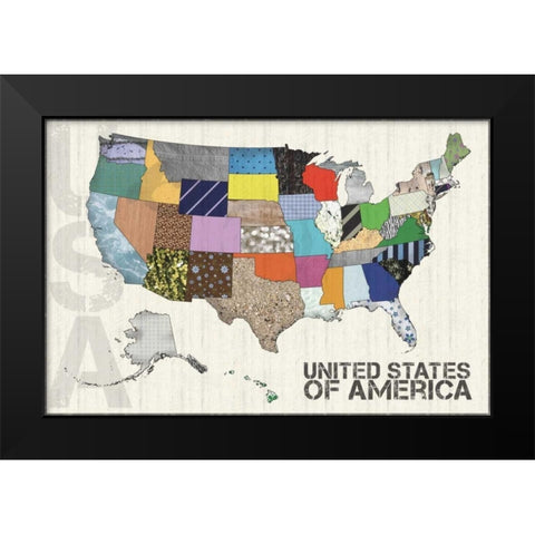 US Map Black Modern Wood Framed Art Print by Gibbons, Lauren