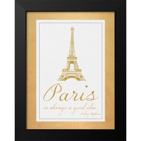 Paris Quote 2 Gold Black Modern Wood Framed Art Print by Gibbons, Lauren