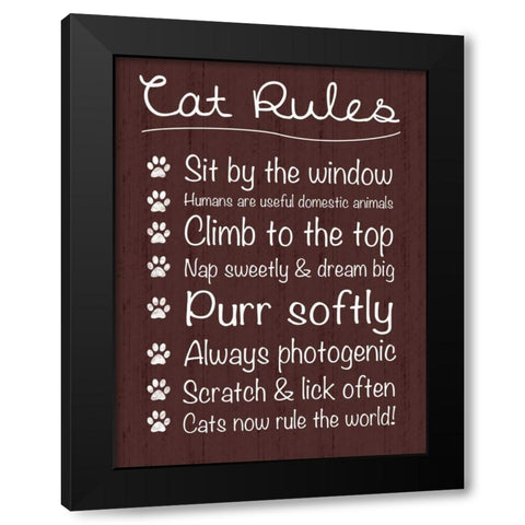 Cat Rules Black Modern Wood Framed Art Print by Gibbons, Lauren