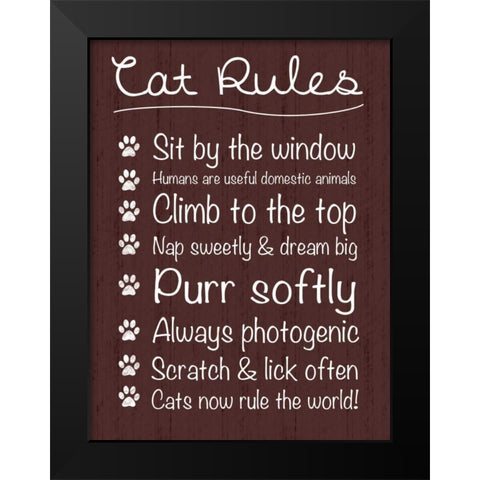 Cat Rules Black Modern Wood Framed Art Print by Gibbons, Lauren