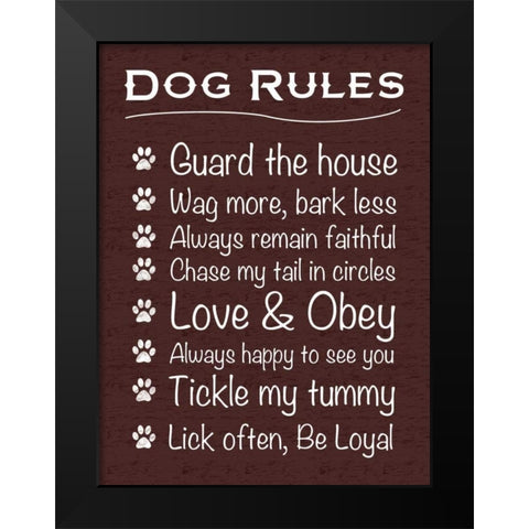 Dog Rules Black Modern Wood Framed Art Print by Gibbons, Lauren