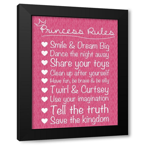 Princess Rules Black Modern Wood Framed Art Print with Double Matting by Gibbons, Lauren