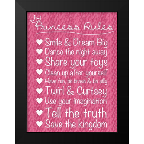 Princess Rules Black Modern Wood Framed Art Print by Gibbons, Lauren