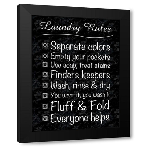 Laundry Rules Black Modern Wood Framed Art Print with Double Matting by Gibbons, Lauren
