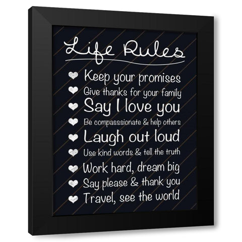 Life Rules Black Modern Wood Framed Art Print with Double Matting by Gibbons, Lauren