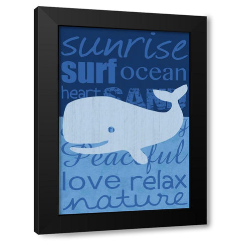 Beach Whale Black Modern Wood Framed Art Print by Gibbons, Lauren