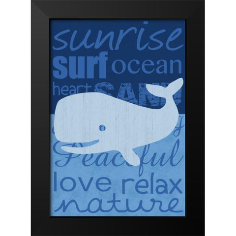 Beach Whale Black Modern Wood Framed Art Print by Gibbons, Lauren