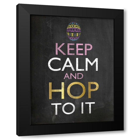 Easter Chalk Hop To It Black Modern Wood Framed Art Print by Gibbons, Lauren