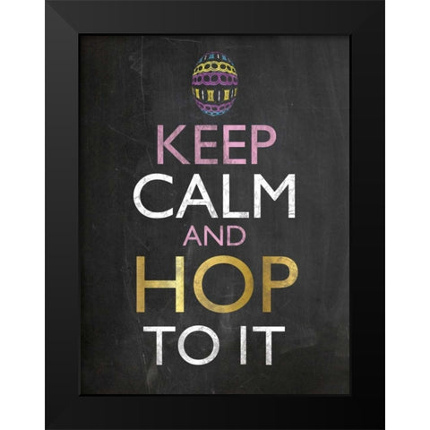 Easter Chalk Hop To It Black Modern Wood Framed Art Print by Gibbons, Lauren