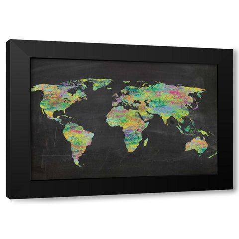 The World On Chalk Black Modern Wood Framed Art Print by Gibbons, Lauren