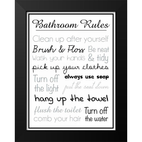 Bath Rules Blk Black Modern Wood Framed Art Print by Gibbons, Lauren