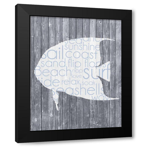 Fish Wood Panel Black Modern Wood Framed Art Print with Double Matting by Gibbons, Lauren