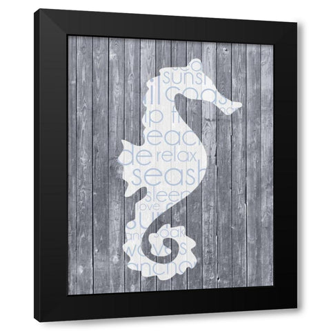 Seahorse Wood Panel Black Modern Wood Framed Art Print with Double Matting by Gibbons, Lauren