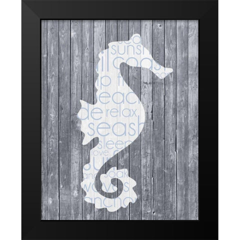 Seahorse Wood Panel Black Modern Wood Framed Art Print by Gibbons, Lauren
