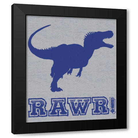 Dino Rawr Black Modern Wood Framed Art Print with Double Matting by Gibbons, Lauren