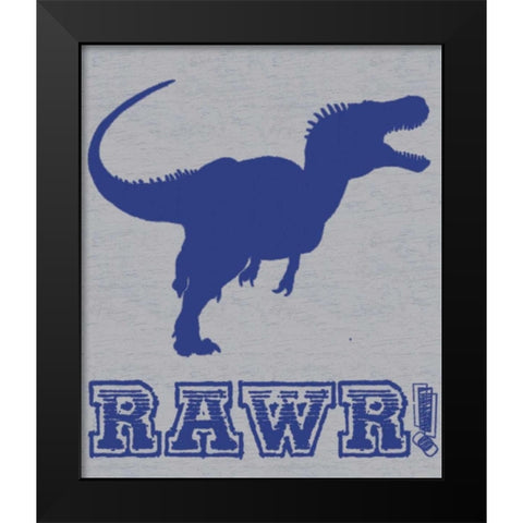 Dino Rawr Black Modern Wood Framed Art Print by Gibbons, Lauren