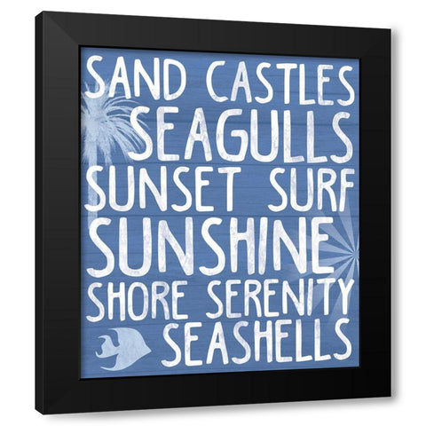 Beach Writing Black Modern Wood Framed Art Print with Double Matting by Gibbons, Lauren