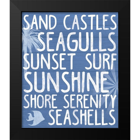 Beach Writing Black Modern Wood Framed Art Print by Gibbons, Lauren