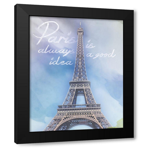 Paris 1 Quote Black Modern Wood Framed Art Print with Double Matting by Gibbons, Lauren