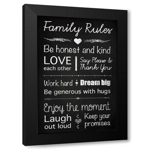 Family Rules Black Modern Wood Framed Art Print by Gibbons, Lauren