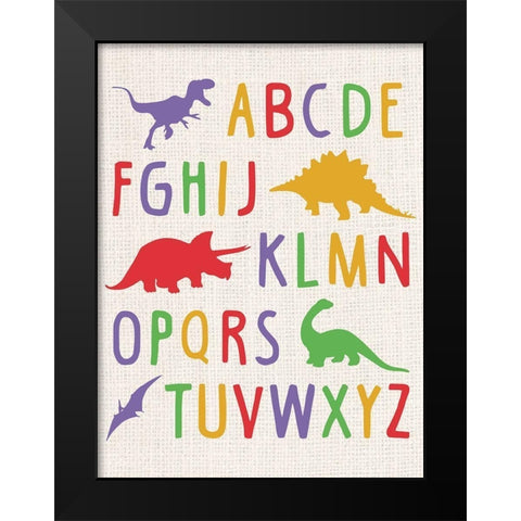 Dino Alphabet Black Modern Wood Framed Art Print by Gibbons, Lauren