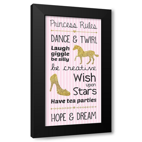 Princess Rules Black Modern Wood Framed Art Print with Double Matting by Gibbons, Lauren