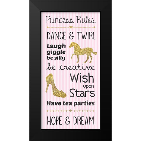Princess Rules Black Modern Wood Framed Art Print by Gibbons, Lauren