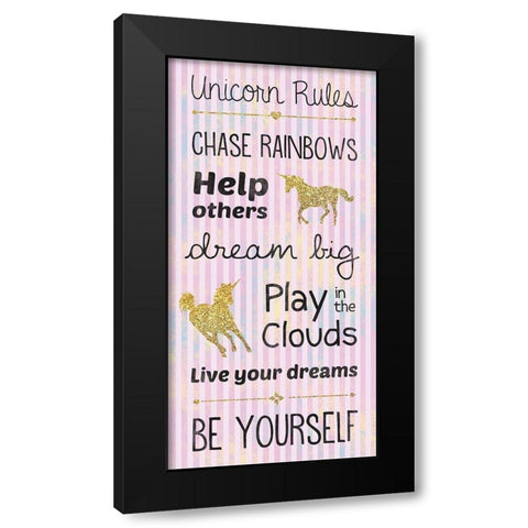 Unicorn Rules Black Modern Wood Framed Art Print with Double Matting by Gibbons, Lauren