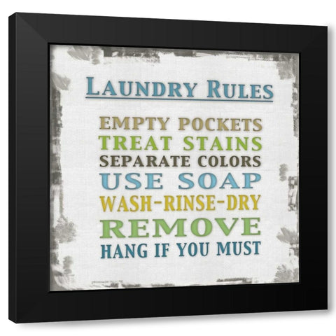 Laundry Rules Black Modern Wood Framed Art Print with Double Matting by Gibbons, Lauren