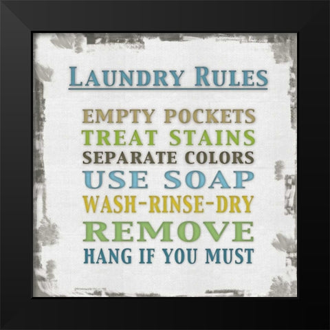 Laundry Rules Black Modern Wood Framed Art Print by Gibbons, Lauren